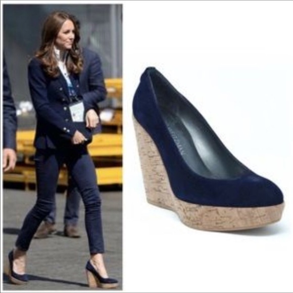 STUART WEITZMAN Corkswoon Blue Wedges